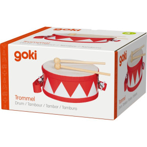 Hudba - Bubínek dřevěný, Červený, 15cm (Goki)