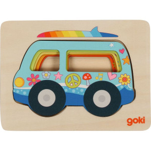Puzzle vícevrstvé - Auto Van Hippies, 5 vrstev (Goki)
