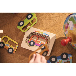 Puzzle vícevrstvé - Auto Van Hippies, 5 vrstev (Goki)