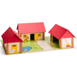 Farma dřevěná - Statek se třemi budovami a podložkou (Woody)