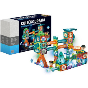 Magnetická stavebnice - Kuličkodráha se světlem, 150 dílků (Alltoys)