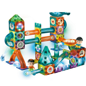 Magnetická stavebnice - Kuličkodráha se světlem, 150 dílků (Alltoys)