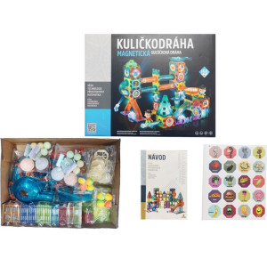 Magnetická stavebnice - Kuličkodráha se světlem, 150 dílků (Alltoys)