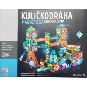 Magnetická stavebnice - Kuličkodráha se světlem, 150 dílků (Alltoys)
