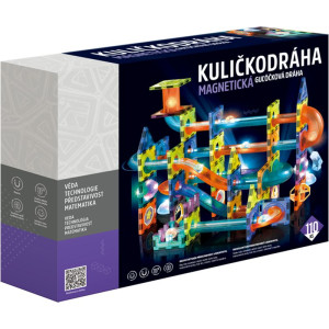 Magnetická stavebnice - Kuličkodráha se světlem, 110 dílků (Alltoys)