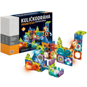 Magnetická stavebnice - Kuličkodráha se světlem, 75 dílků (Alltoys)