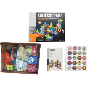 Magnetická stavebnice - Kuličkodráha se světlem, 75 dílků (Alltoys)
