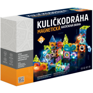 Magnetická stavebnice - Kuličkodráha se světlem, 75 dílků (Alltoys)
