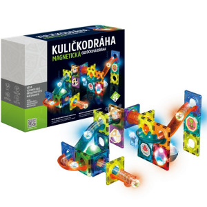 Magnetická stavebnice - Kuličkodráha se světlem, 49 dílků (Alltoys)