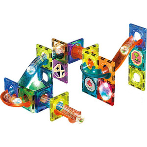 Magnetická stavebnice - Kuličkodráha se světlem, 49 dílků (Alltoys)