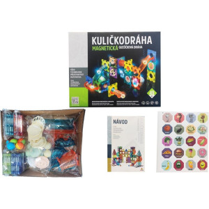 Magnetická stavebnice - Kuličkodráha se světlem, 49 dílků (Alltoys)