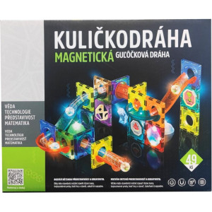Magnetická stavebnice - Kuličkodráha se světlem, 49 dílků (Alltoys)