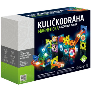 Magnetická stavebnice - Kuličkodráha se světlem, 49 dílků (Alltoys)