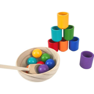 Didaktická pomůcka - Duhové kuličky a kalíšky, 7 barev (2Kids Toys)