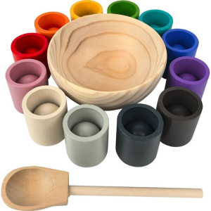 Didaktická pomůcka - Duhové kuličky a kalíšky, 12 barev (2Kids Toys)