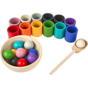 Didaktická pomůcka - Duhové kuličky a kalíšky, 12 barev (2Kids Toys)