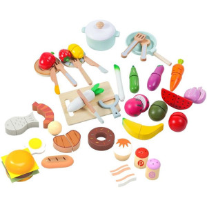 Krájení - Velká sada potravin dřevěná, 42 kusů (2Kids Toys)