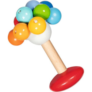 Chrastítko - Hračka do ruky, Kulička na stopce duha (Goki)