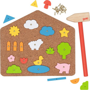 Hra s kladívkem - Deska s přibíjecími tvary, Farma (Goki)
