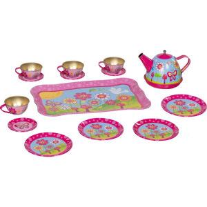Nádobí dětské - Čajový set, Funky Flowers plechový (Goki)