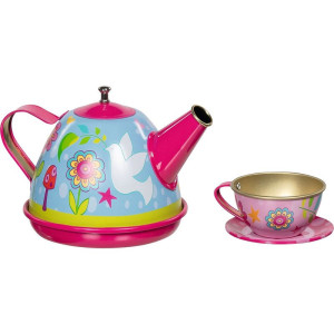 Nádobí dětské - Čajový set, Funky Flowers plechový (Goki)