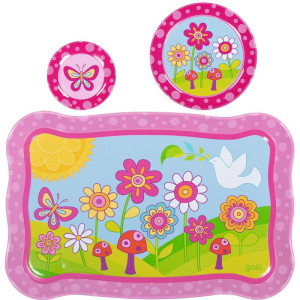 Nádobí dětské - Čajový set, Funky Flowers plechový (Goki)