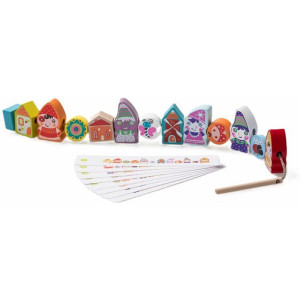 Navlékání tvarů - Kostky trpaslíci s předlohami (Cubika)