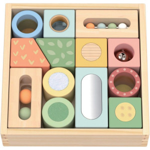 Kostky - Smyslové, Dřevěné v přepravce (2Kids Toys)