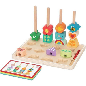Skládačka - Nasazování na tyč, Třídění podle karet (2Kids Toys)