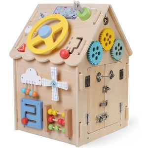 Motorická hračka - Activity board domeček přírodní (2Kids Toys)