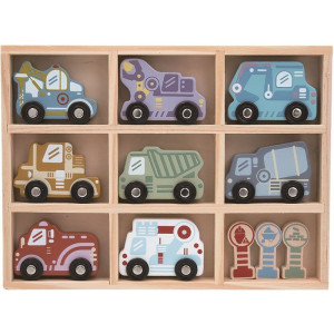 Vláčkodráha auta - Sada dřevěných aut, 8ks (2Kids Toys)