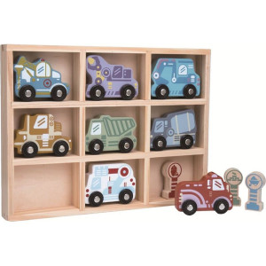 Vláčkodráha auta - Sada dřevěných aut, 8ks (2Kids Toys)