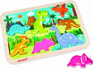 Puzzle pro nejmenší - Vkládačka, Dinosauři (Janod)