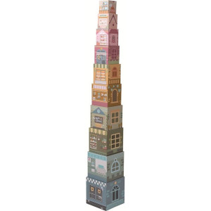Pyramida z kartónu - City, 10 kostek + zvířátka (2Kids Toys)