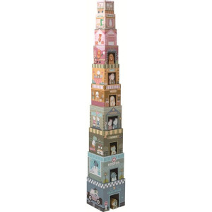 Pyramida z kartónu - City, 10 kostek + zvířátka (2Kids Toys)