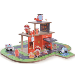 Hasičská stanice - Dřevěná Hasiči 2v1 (2Kids Toys)