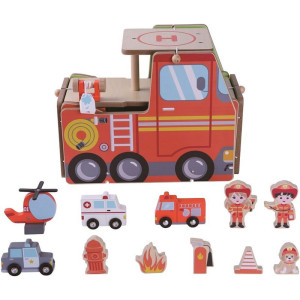 Hasičská stanice - Dřevěná Hasiči 2v1 (2Kids Toys)