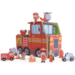 Hasičská stanice - Dřevěná Hasiči 2v1 (2Kids Toys)