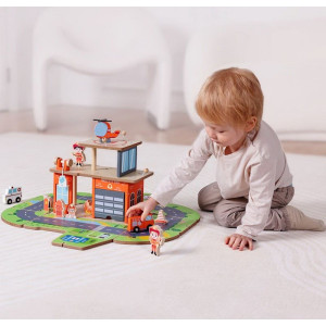 Hasičská stanice - Dřevěná Hasiči 2v1 (2Kids Toys)