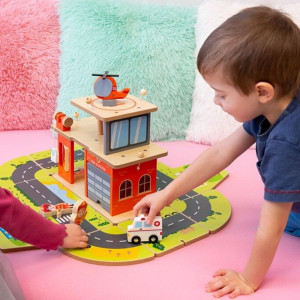 Hasičská stanice - Dřevěná Hasiči 2v1 (2Kids Toys)