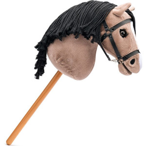Koňská hlava na tyči - Hobby horse Lady Anne hnědobéžová provázková hříva (Faunica)