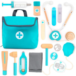 Malý doktor - Doktorská sada dřevěná mini tyrkysová (UMU)