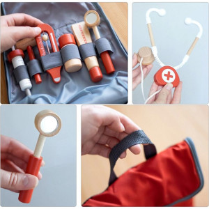 Malý doktor - Doktorská sada dřevěná mini růžová (UMU)