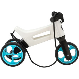 Odrážedlo - FUNNY WHEELS Rider SuperSport 2v1 bílé/tyrkysové s popruhem a tichými koly