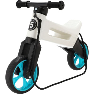 Odrážedlo - FUNNY WHEELS Rider SuperSport 2v1 bílé/tyrkysové s popruhem a tichými koly