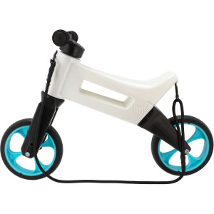 Odrážedlo - FUNNY WHEELS Rider SuperSport 2v1 bílé/tyrkysové s popruhem a tichými koly