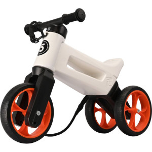Odrážedlo - FUNNY WHEELS Rider SuperSport 2v1 bílé/oranžové s popruhem a tichými koly