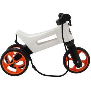 Odrážedlo - FUNNY WHEELS Rider SuperSport 2v1 bílé/oranžové s popruhem a tichými koly