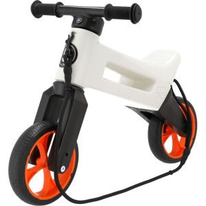 Odrážedlo - FUNNY WHEELS Rider SuperSport 2v1 bílé/oranžové s popruhem a tichými koly