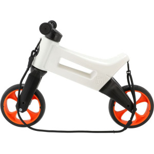 Odrážedlo - FUNNY WHEELS Rider SuperSport 2v1 bílé/oranžové s popruhem a tichými koly